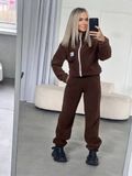 Теплый костюм из мягкого полар флиса: кофта на молнии, высокая горловина, штаны джогеры, Шоколад IMM_407 фото