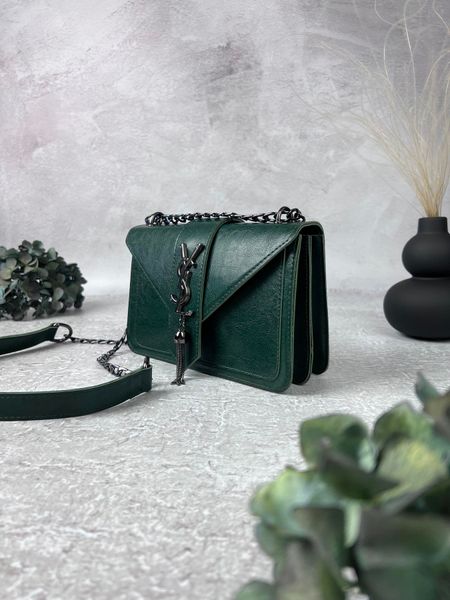 Смарагдова сумка Saint Laurent (YSL emerald), чорна фурнітура RBD_882/1 фото