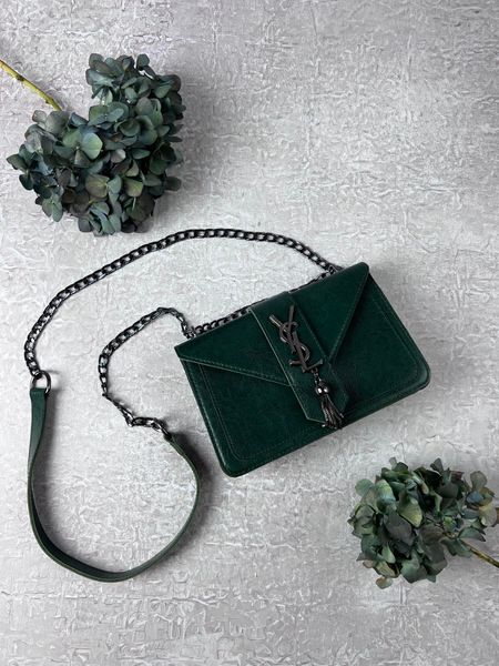 Смарагдова сумка Saint Laurent (YSL emerald), чорна фурнітура RBD_882/1 фото