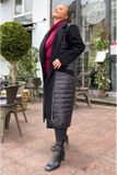 Стильне елегантне комбіноване жіноче пальто Чорний, 44 LB_20104 фото