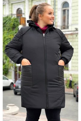 Жіноча тепла двостороння куртка подовжена з капюшоном на блискавці LB_2077 фото