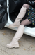 Високі демісезонні чоботи з натуральної шкіри, частково на блискавці, товста такторна підошва, Темний беж ВМ_555К фото 4
