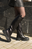 Високі демісезонні чоботи з натуральної шкіри, частково на блискавці, товста такторна підошва, Чорний ВМ_555К фото