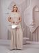 Стильний костюм-двійка з крепу дайвінг: подовжена блуза асиметричного крою, вільні штани-палаццо, талія на гумці, висока посадка, Беж ОКС_323 фото 5