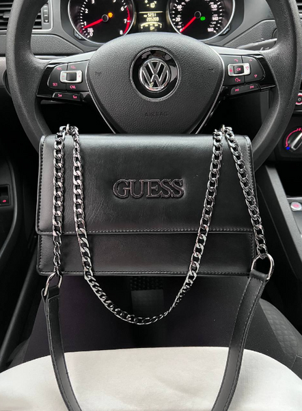 Чорна матова сумка GUESS black nickel, темна фурнітура RBD_20246 фото