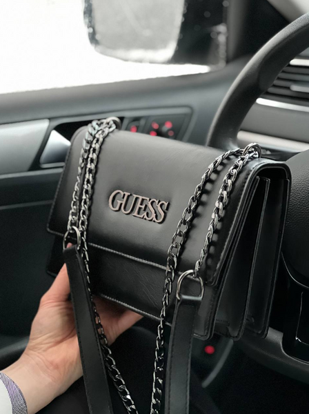 Черная матовая сумка GUESS black nickel, темная фурнитура RBD_20246 фото