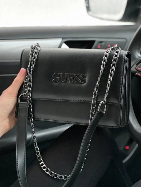 Черная матовая сумка GUESS black nickel, темная фурнитура RBD_20246 фото