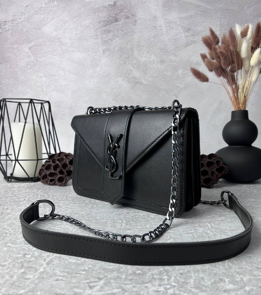 Черная матовая сумка Saint Laurent (YSL black nickel) RBD_20242 фото