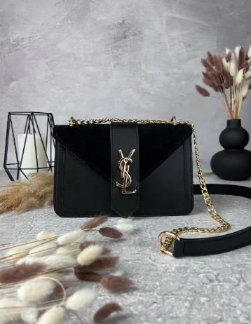 Чорна сумка Saint Laurent (YSL black) із замшею RBD_20243 фото