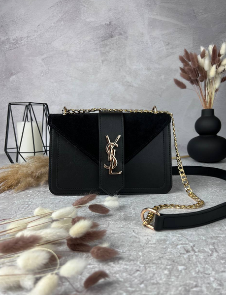 Черная сумка Saint Laurent (YSL black) с замшей RBD_20243 фото