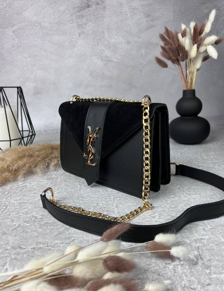 Черная сумка Saint Laurent (YSL black) с замшей RBD_20243 фото