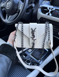 Молочна матова сумка Saint Laurent (YSL milky), темна фурнітура RBD_20249 фото