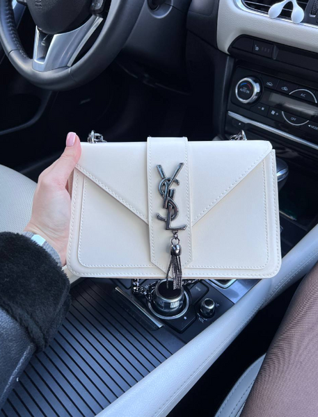 Молочна матова сумка Saint Laurent (YSL milky), темна фурнітура RBD_20249 фото