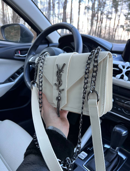 Молочна матова сумка Saint Laurent (YSL milky), темна фурнітура RBD_20249 фото