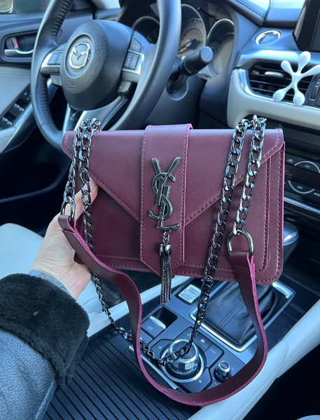 Бордовая сумка Saint Laurent (YSL burgundy), темная фурнитура RBD_20251 фото